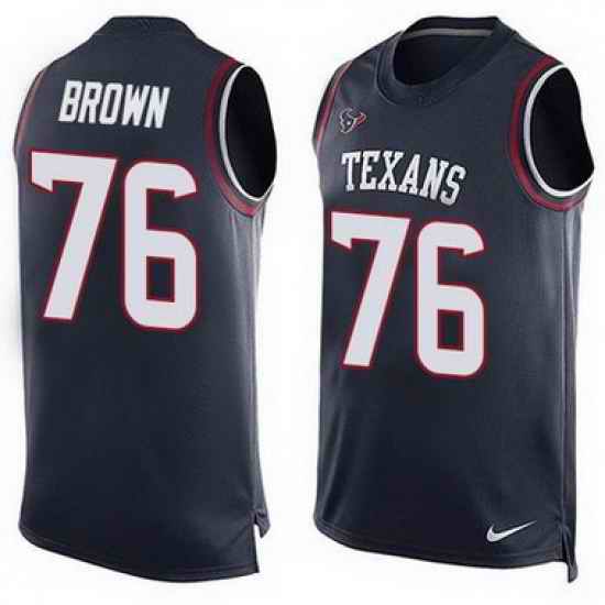 Nike Texans #76 Duane Brown Navy Blue Team Color Mens Stitched NFL Limited Tank Top Jer